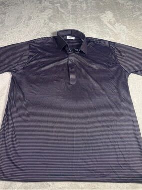 NWOT Collars & Co Men Featherweight Relaxed Dress Collar Polo XL Blue Stripe
